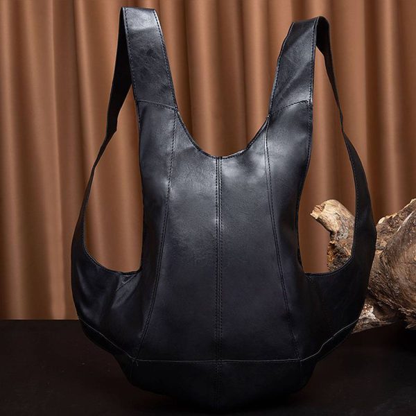 Waterproof Vintage Brown Faux Leather Bookbag backpack