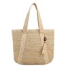 Jute Straw Beach Tote Bag Summer Woven with Tassels