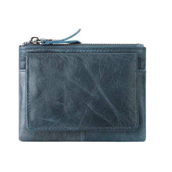 Genuine Leather 2 Zipper Coin Purse Wallet