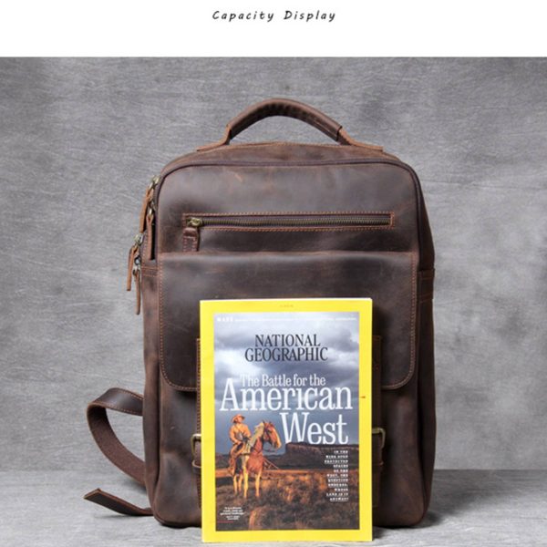 Vintage Genuine Leather Laptop Men Backpack