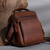 Large capacity genuine leather crossbody bag for men