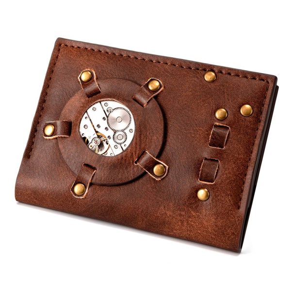 PU brown punk wallet