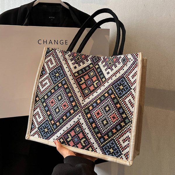 Canvas Ethnic Style Handbag Tote Bag