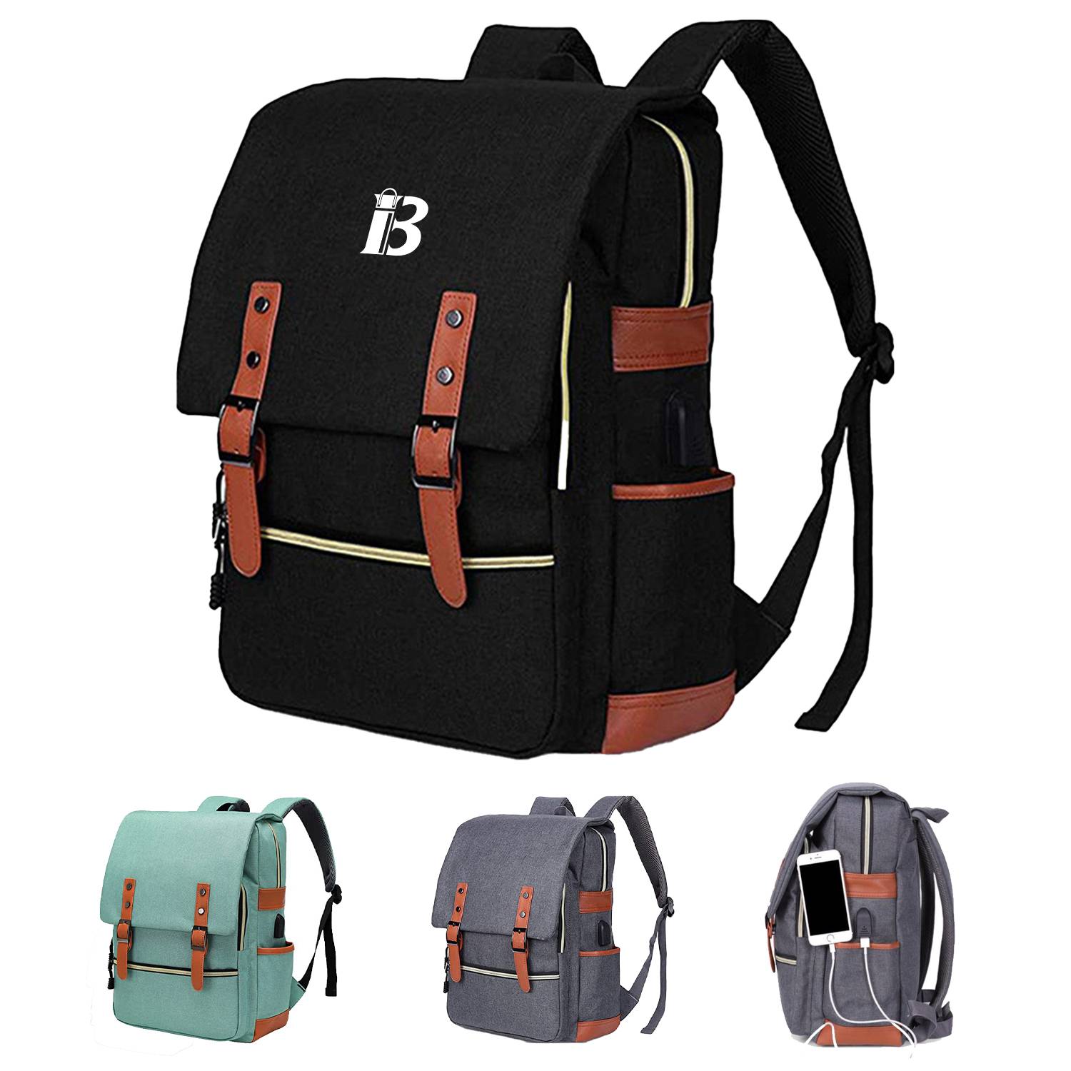 Women Nylon Laptop Backpack With Usb Charging Port