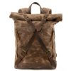 Vintage Canvas Leather Roll On Laptop Backpack Waterproof