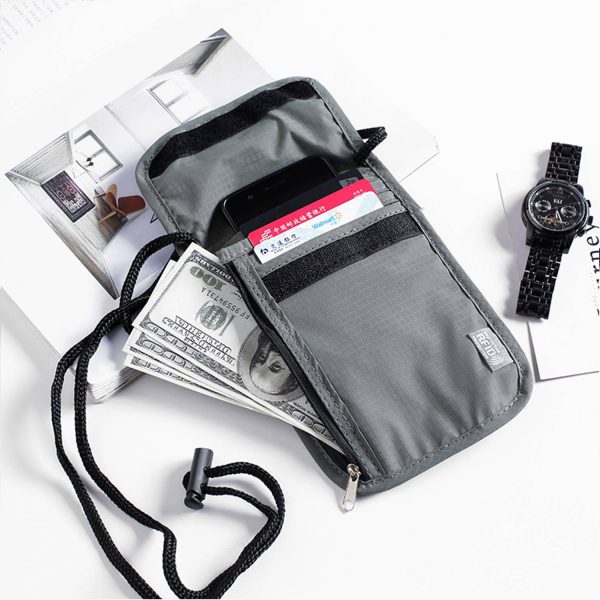 Nylon Rfid zipper hanging document bag pouch