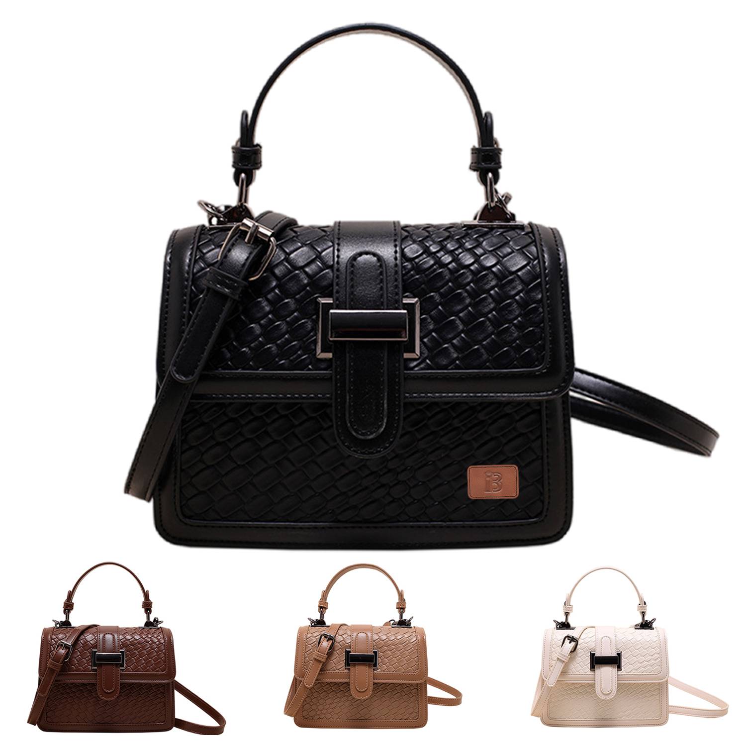 PU Leather Crossbody Bag Solid Color Elegant for Women