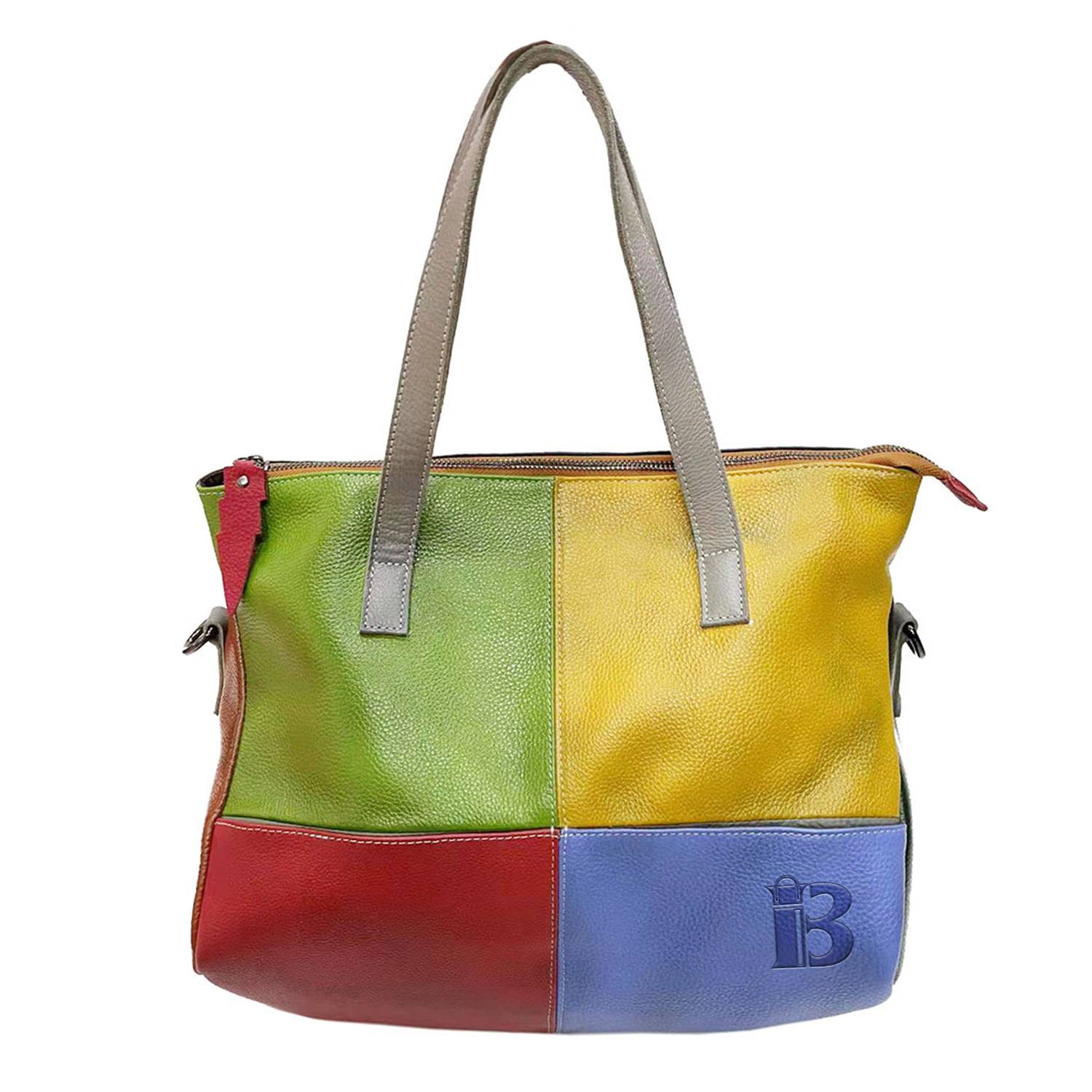 Genuine Leather Vintage contrasting tote cross-body bag