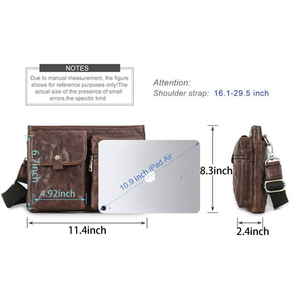 Genuine Leather Waterproof Messenger Multiple Cross-body bag