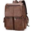 PU leather fashion simple business laptop backpack