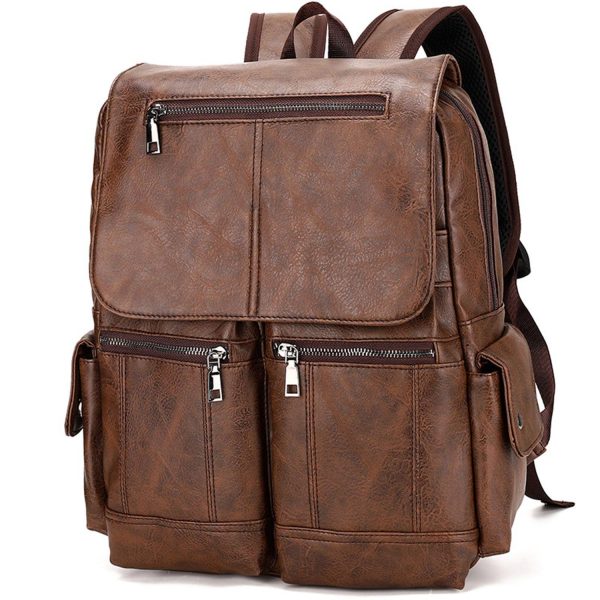 PU leather fashion simple business laptop backpack