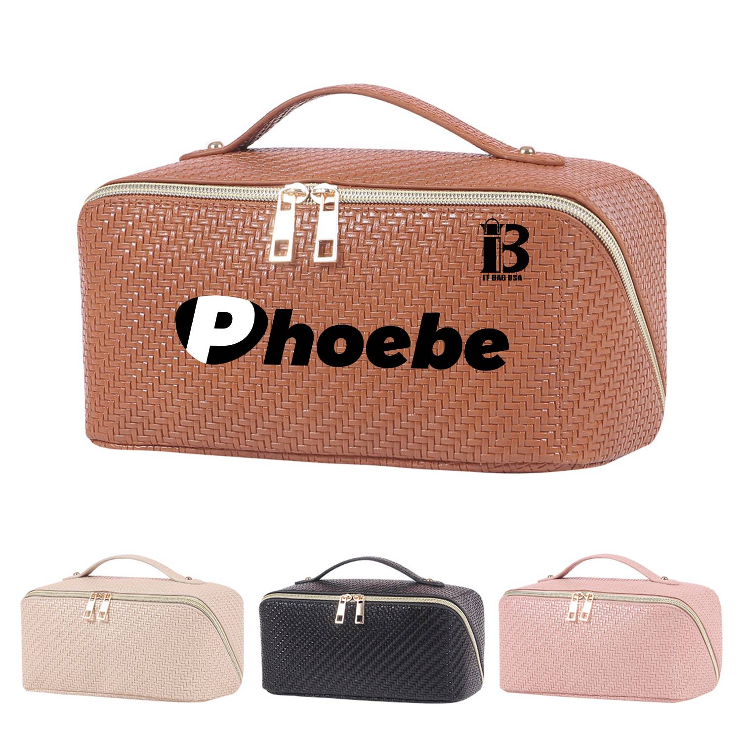 Makeup Bag, Pu Leather Waterproof Women Portable