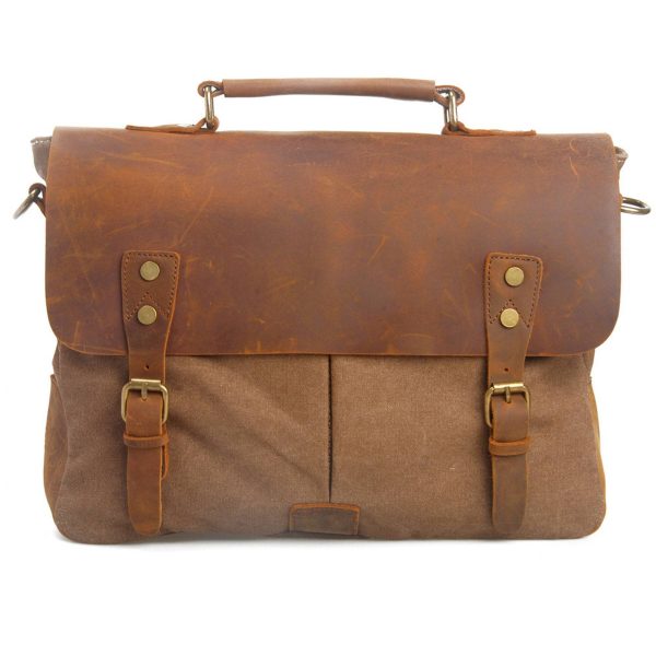 Canvas with leather Messenger bag
