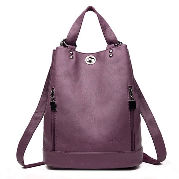 Pu high-capacity Bucket Backpack Women
