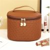 PU Leather Woven Pattern Cosmetic Bag Bucket