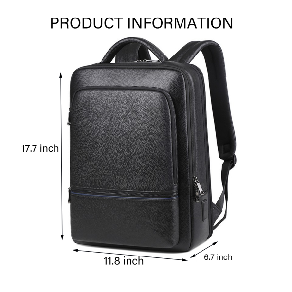 Classic Black Leather Slim Backpack