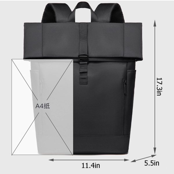 Business and leisure bag roll-top cover backpack