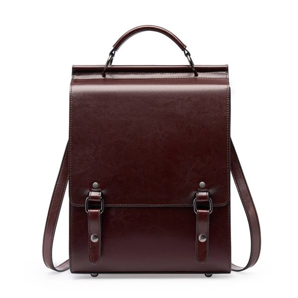 Genuine Leather Ladies Vintage Large Black College Backpacks