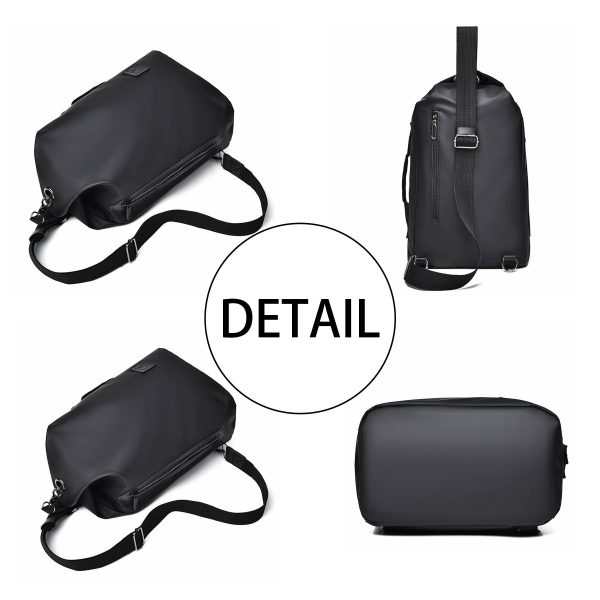 Nylon Sling Backpack with USB crossbody bag for Men