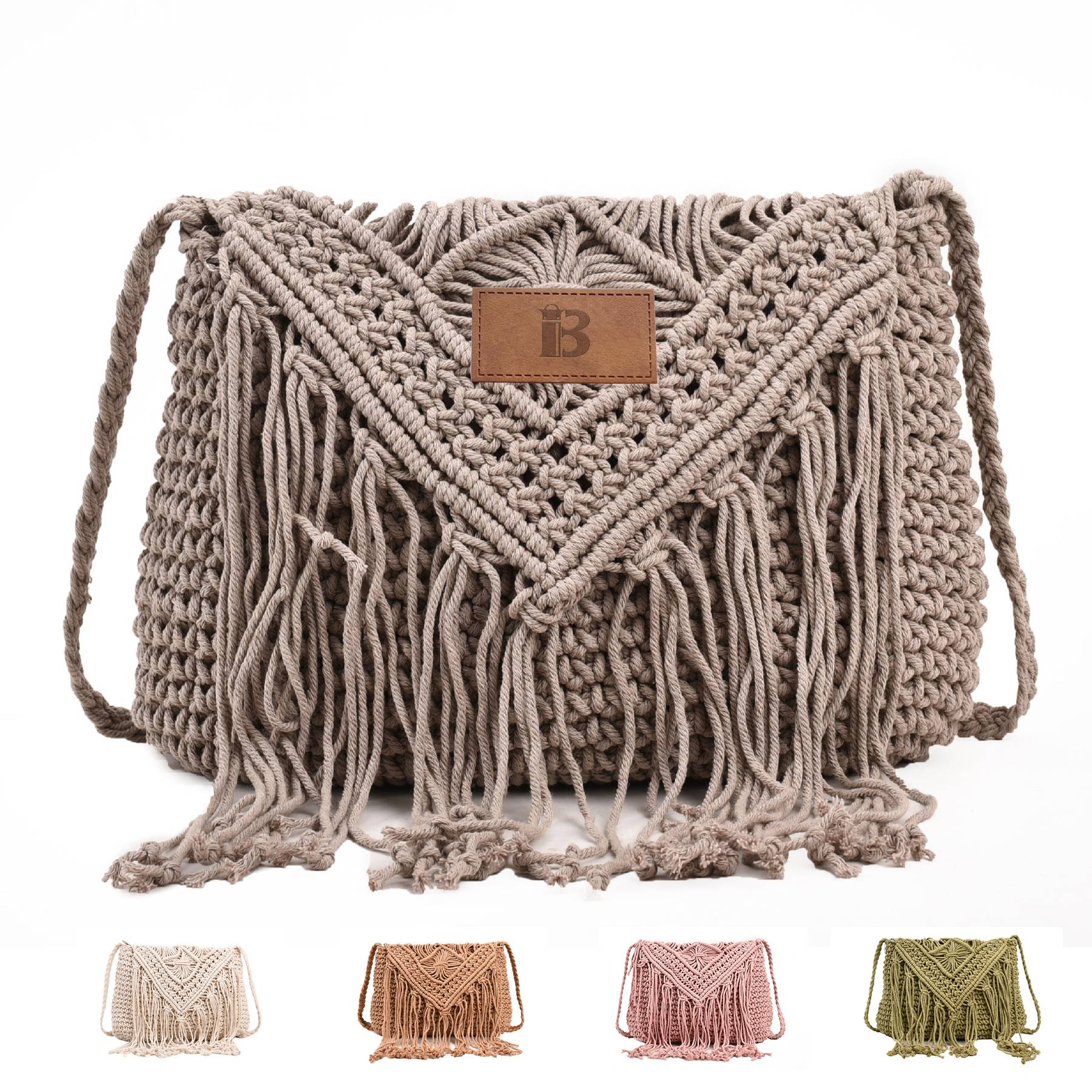 Jute Straw cotton tassel shoulder cross-body bag
