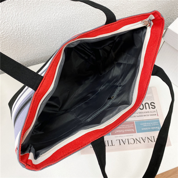 Coloured striped canvas tote bag
