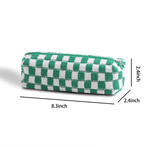 Knitted Plaid Pencil Pouch