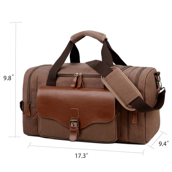 Canvas Large Capacity Leather Travel Duffel Bag