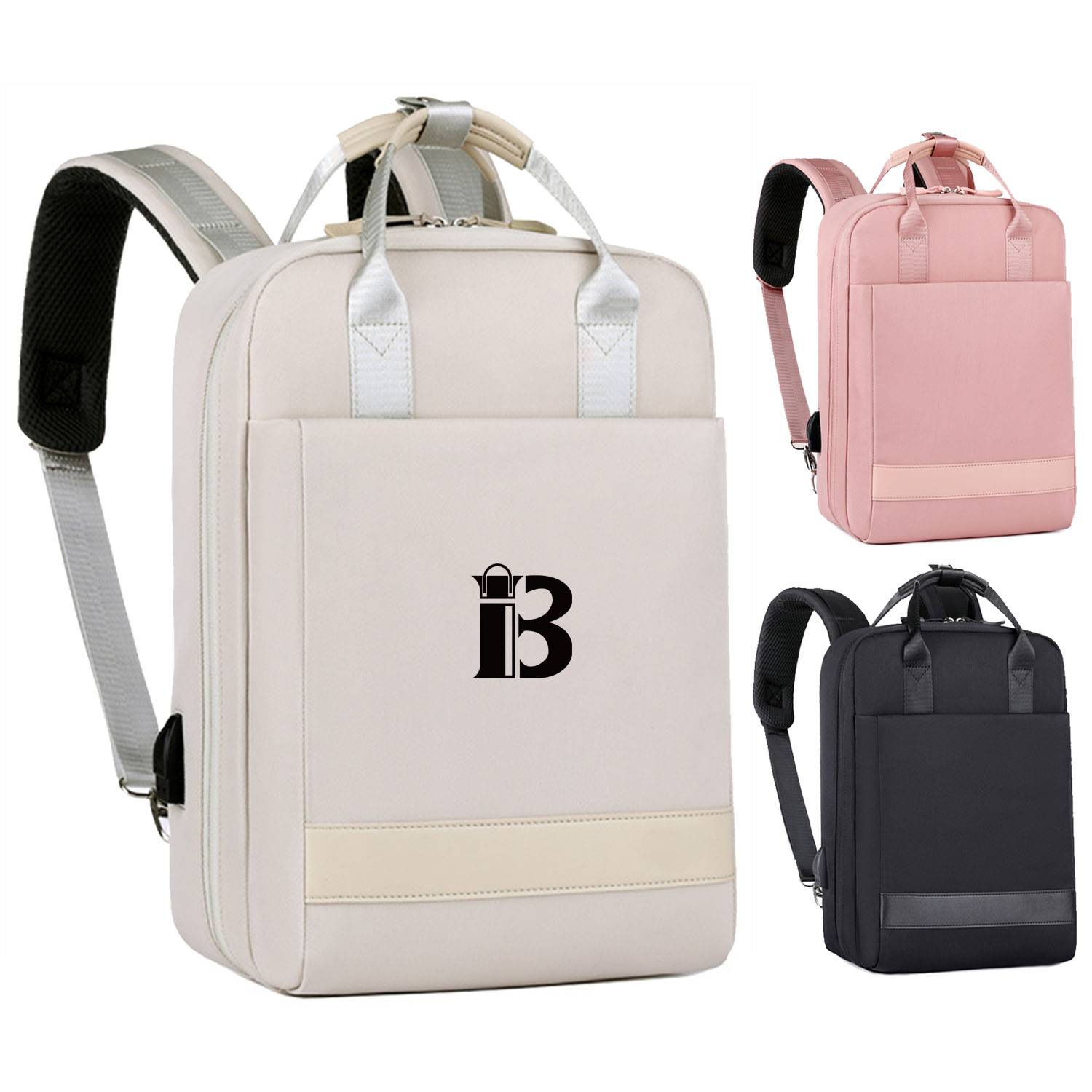 Leisure Computer Nylon Backpack With Usb Charging Port