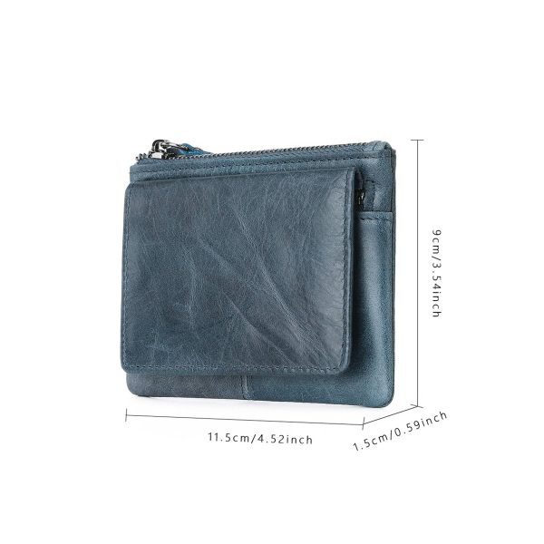 Genuine Leather 2 Zipper Coin Purse Wallet