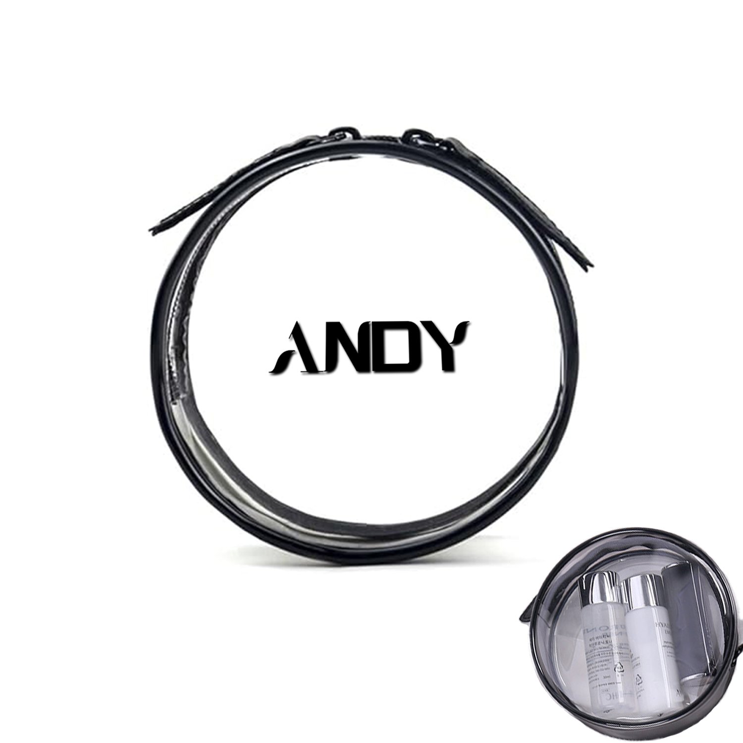 Round Transparent Mini With Zipper Waterproof Travel Bag