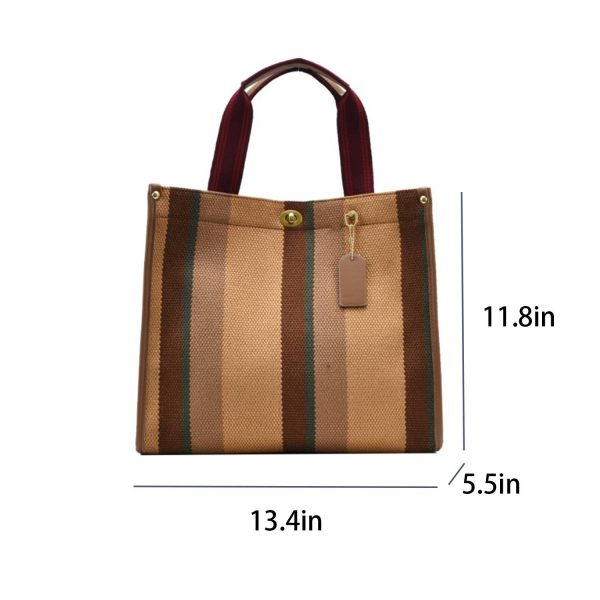 Canvas Tote Bag Vintage Stripe Customized for Women