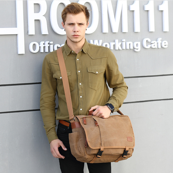 17-17.3 Inch Canvas Water-Resistant Messenger Bag