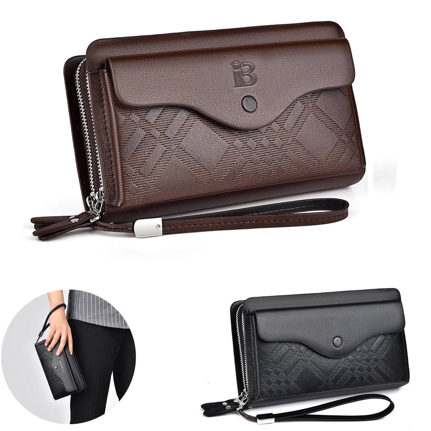 PU Leather Zipper HandBag For Man