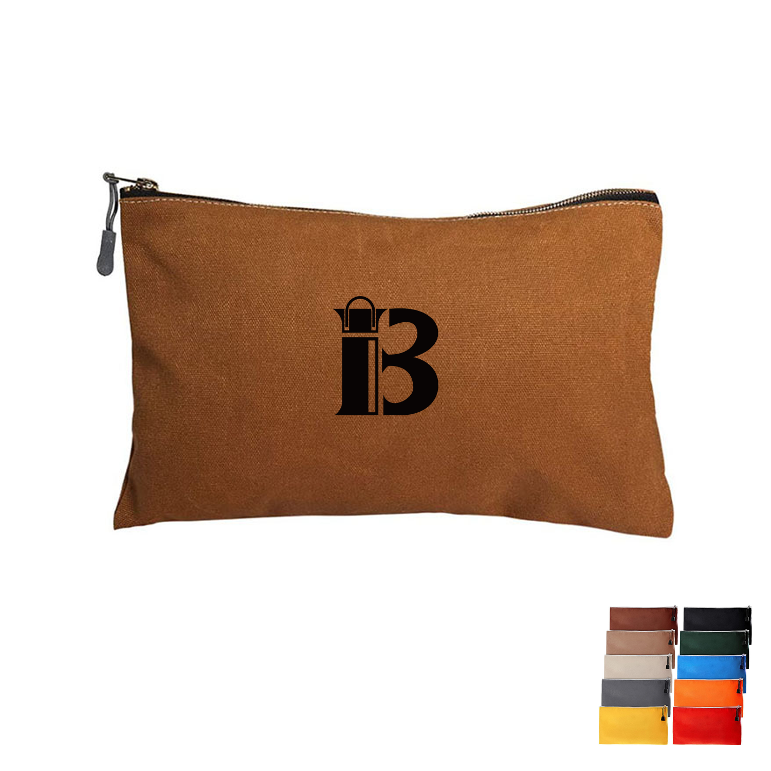 Flat Canvas Utility Pouch with Zipper