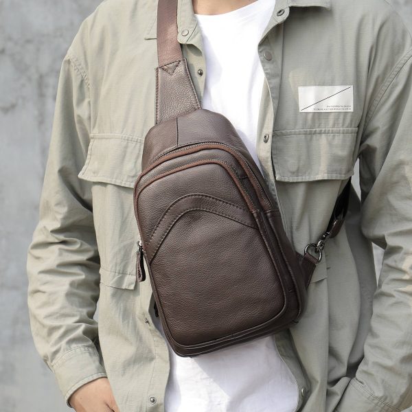 Genuine Leather Men's Crossbody Chest Bag