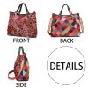 Genuine Leather Colorful flowers hand-paneled plaid tote bag
