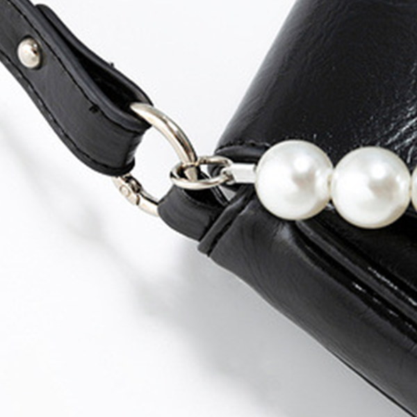 PU Leather Fashion Chain Pearl Shoulder Tote Bag
