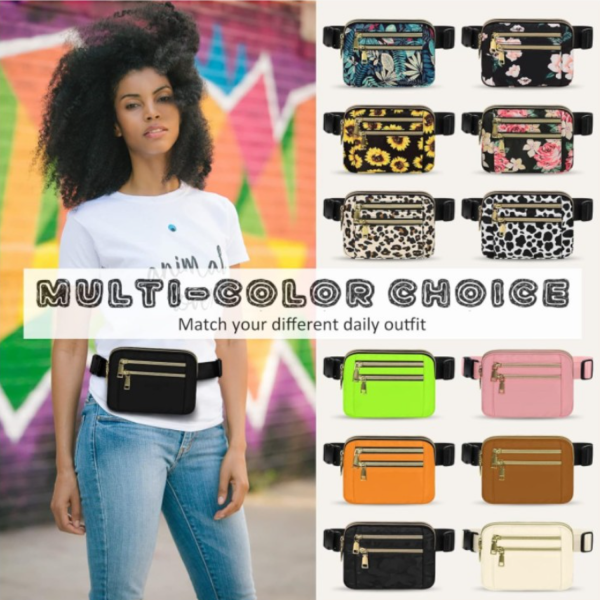 High-Capacity Polyester 4 Pockets Crossbody Fanny Pack