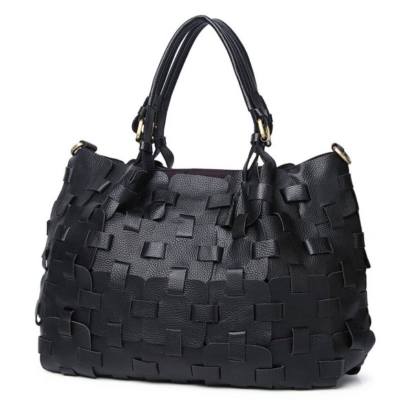 Genuine Leather Colourful square-paneled tote bag