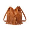 PU Leather Tassel Bucket Crossbody Bag