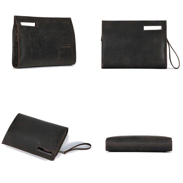 Vintage Wash Genuine Leather Crossbody Messenger Bag for Men