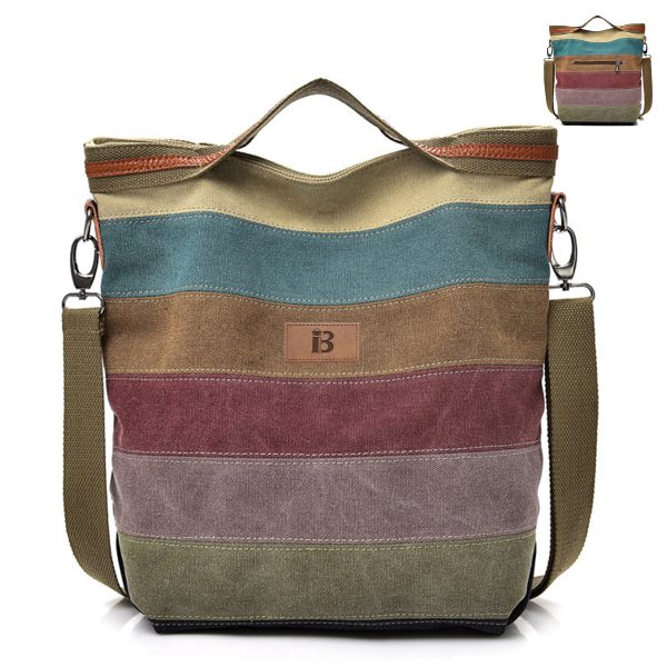Canvas Patchwork Women's Shoulder Tote Bag
