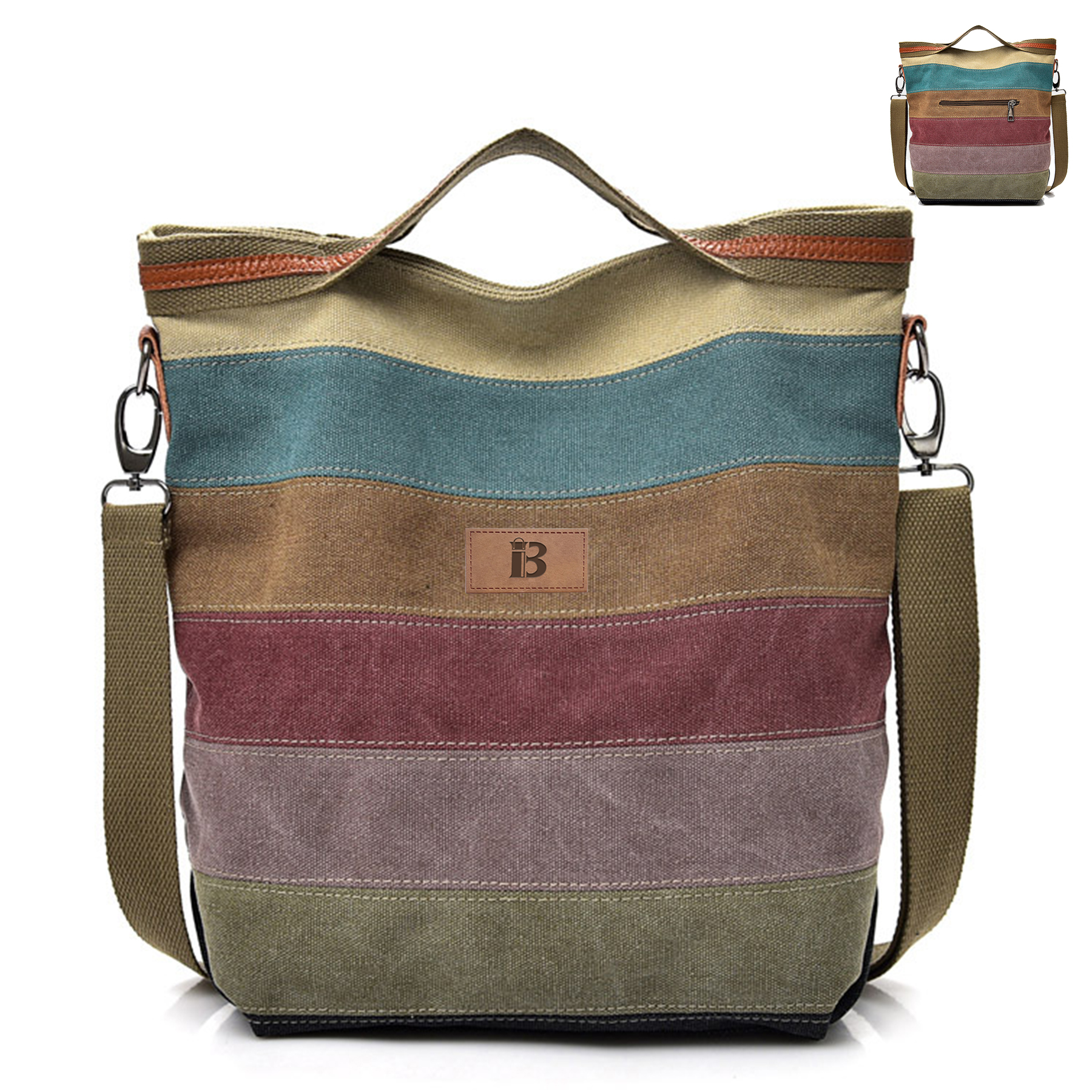 Canvas Patchwork Women's Shoulder Tote Bag
