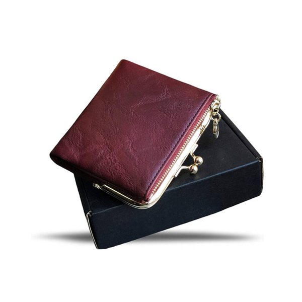 Genuine leather Ladies Coin Purse With Zipper and Kiss Lock