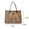 Canvas Tote Bag Rainbow Stripe Large Capacity