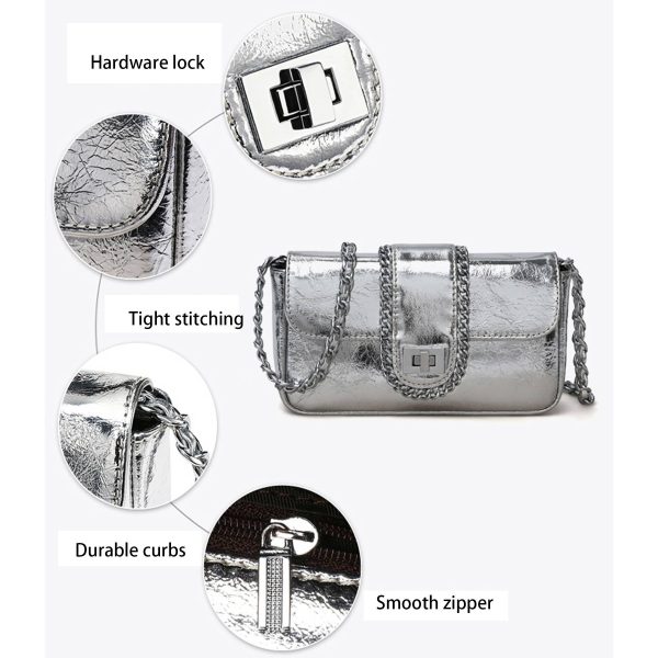Genuine Leather cross-body metal chain messenger bag