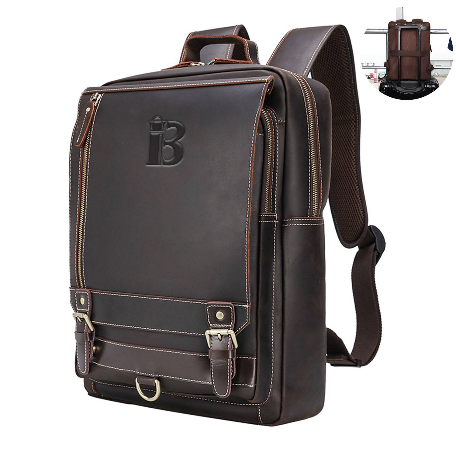 Genuine leather backpack for man