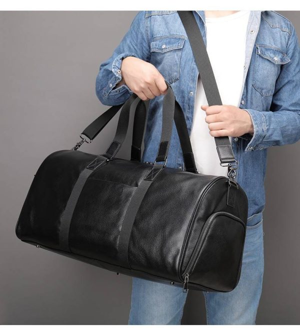 Genuine Leather Travel Weekender Duffel Bag for Men