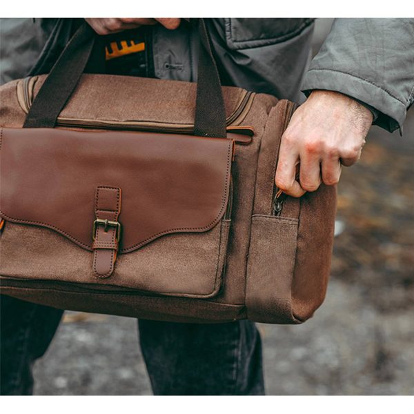Canvas Large Capacity Leather Travel Duffel Bag