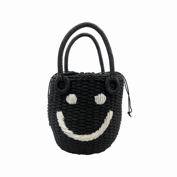 Jute Smiley straw bucket bag